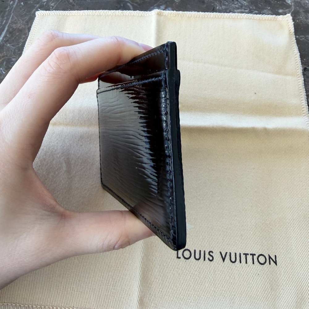 Louis Vuitton LV Black Epi Patent Leather Card Holder Wallet - Picture 9 of 11